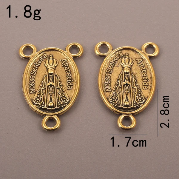 Accessories for Catholic rosary three-hole connector center piece, vintage metal jewelry pendant