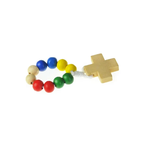 Natural Wood Beads Finger Chain Rosary Cross Colorful Ring Catholic Rosary Handmade Jewelry Wholesale