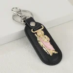 Catholic Leather Keychain with Metal Pendant Saint Christopher Cartoon Doll Keychain Metal Jewelry Pendant and Car Bag Pendant - Image 3
