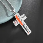 Religious Theme Cross Sports Style Stainless Steel Baseball Cross Pendant Necklace Titanium Steel Hip-Hop Trendy - Image 6