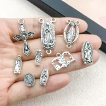 European and American retro Catholic oval three-hole alloy cross pendant pendant DIY jewelry accessories - Image 2