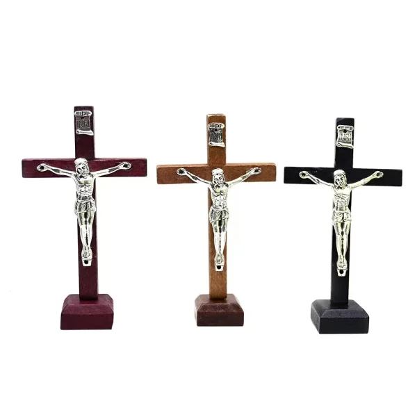 6*10.5cm Wooden Handmade St. Saint Benedict Standing Cross Crucifix Religious Catholic Gift Craft