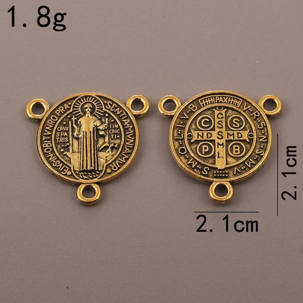Accessories for Catholic rosary three-hole connector center piece, vintage metal jewelry pendant