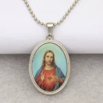 Metal Oil Painting Necklace Jewelry Catholic Jesus Pattern Pendant Key Chain Mobile Phone Decoration Pendant Key Chain - Image 6