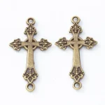 Catholic Cross Double Hole Zinc Alloy Pendant Gold Silver Ancient Bronze DIY Jewelry Accessories Wholesale - Image 4