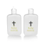 Wholesales Religious Supplies Plastic Cross Easter Flip Top Cap Holy Water Bottle 100ml Plastic Polypropylene Crafts