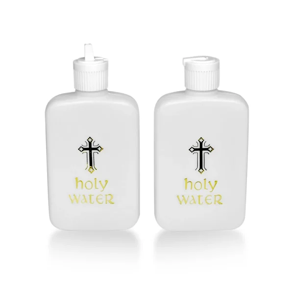 Wholesales Religious Supplies Plastic Cross Easter Flip Top Cap Holy Water Bottle 100ml Plastic Polypropylene Crafts