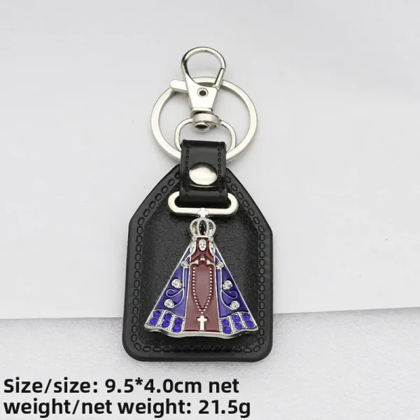 Catholic metal PU micro-inlaid enamel color keychain accessories pendant