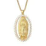 Mecrt Catholic Religious Jewelry Light Luxury Gold Zircon Virgin Mary Pendant Necklace Gold Plated Copper Link Chain Wholesale - Image 5