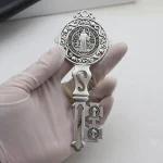 Religious 12.7*5.2cm Keychain Shape Benedict Medal Blessing Charm San Benito Medalla Gift for Men or Women