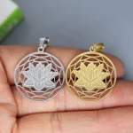 Hindu Buddhism Lotus Flower Stainless Steel Religious Unisex Pendant DIY Jewelry Accessories Wholesale Customizable Patterns - Image 5