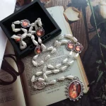 Mecrt Fashion Seven Sorrow Chaplet White Pearl Beads Rosary Round Virgin Mary Pendant Religious Rosary Necklace - Image 4