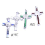 Religious Catholic St Benedict 5.2*3cm Crucifix Rosary Making Black Red Blue Charm Cross Pendant - Image 3