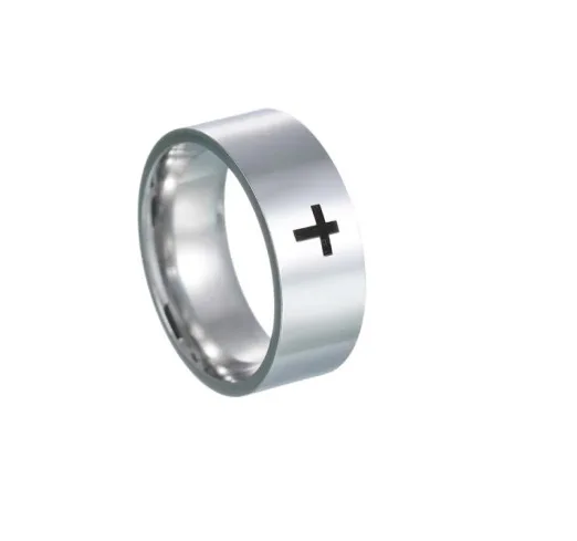 Catholic Christian Religious Cross Ring 6mm/8mm Titanium Steel Unisex Trendy Golden Silver Ring