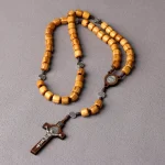 Catholic Rosary Crucifix Vintage Necklace Religious Jewelry & Gift Wooden Beads Classic Rosaries with Cross Jesus Wholesale - Image 3