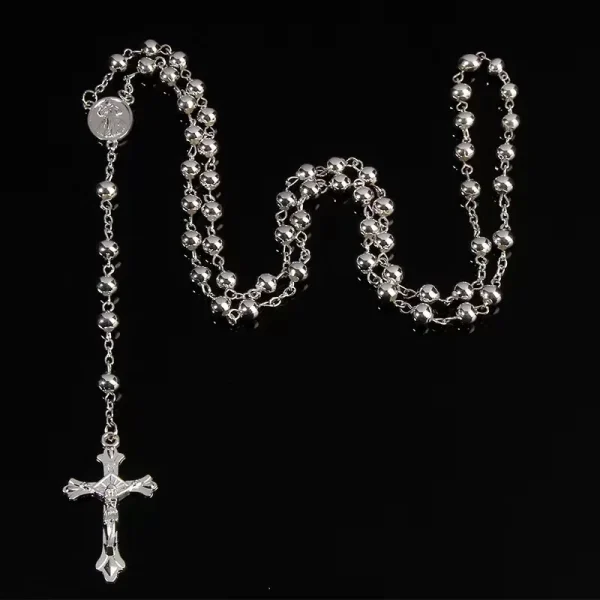 Gold Color Zinc Alloy Catholic Rosary Beads Necklace Holy Saint Medal with Cross Prayer Gold Plated Gift