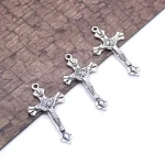 2.4*4.5cm Jesus Religious Necklace Keychain Accessories Silver Black Cross - Image 4