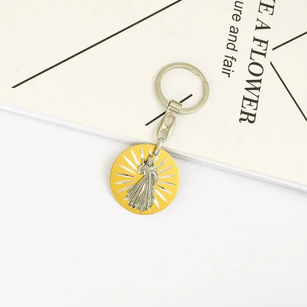 Catholic Virgin Mary Jesus Creative Jewelry Pendant Bag Keychain Zinc Alloy 3.7cm*3.7cm 4g Car Keychains