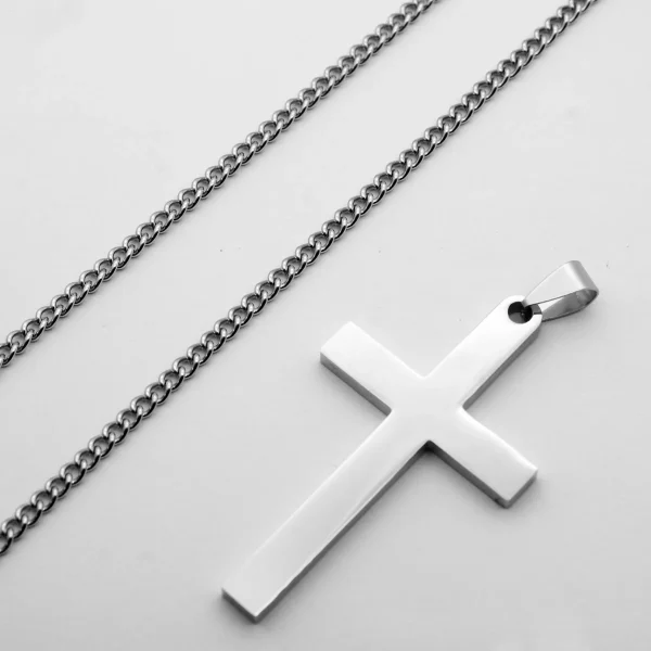 Unisex 304 Stainless Steel Christian Religious Pendant Necklace with Pearl Cross Design Wholesale Jewelry