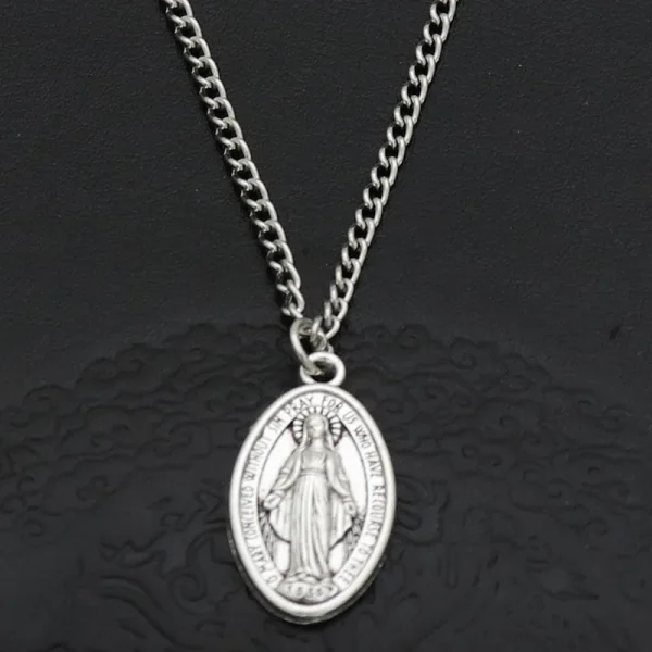 Mecrt Catholic Angel Pendant Blue and Red Vintage DIY Religious Metal Necklace Enamel Color Crafts Religious