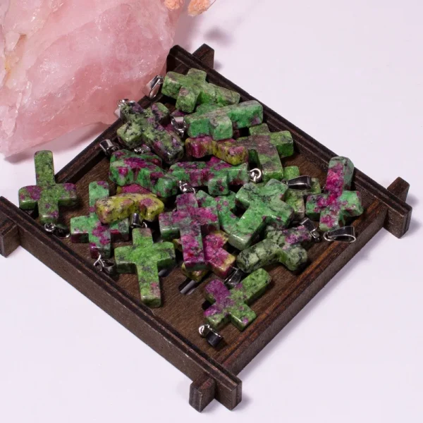 Catholic Exclusive Red Agate Pink Quartz Obsidian Crystal Pendant Necklace Natural Stone Craft Factory Wholesale Jewelry
