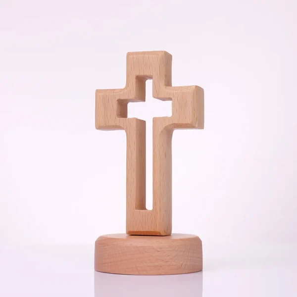 Mecrt Carved Beech Wood Cross Crafts Gifts for Church Table Decor Black Walnut Wooden Cross for Easter Ornaments Home De