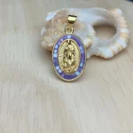 Wholesale Fashion Lady of Guadalupe Pendant Colorful Oval Inlaid Crystal Pendants Zircon Shell Necklace Pendant - Image 4