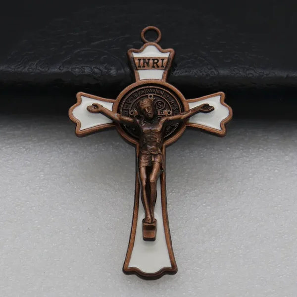 Mecrt Cross Jesus Pendant 7.5*4.5cm Church Catholic Christian Religion Saint Benedict Retro Cross INRI Multiple Colors J