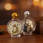 15ml Glass Holy Water Bottle Round Religious Sticker Baptism Decoration Inlaid Design Ornament - Image 2