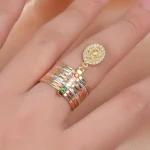 Copper Micro-inlaid Our Lady of Guadalupe Retro Jewelry Skin-friendly Non-fading Colored Zircon Decorative Stacked Ring - Image 2