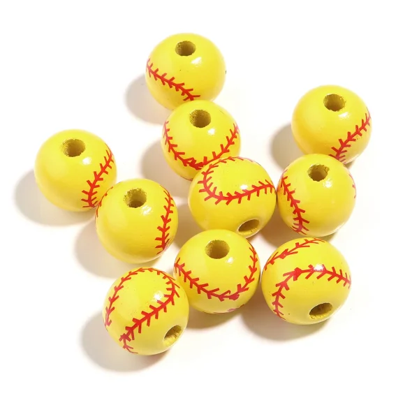 Mecrt Wooden Loose Beads for Jewelry Making Basketball Football Volleyball Beads for Bracelet Making DIY Jewelry Accesso