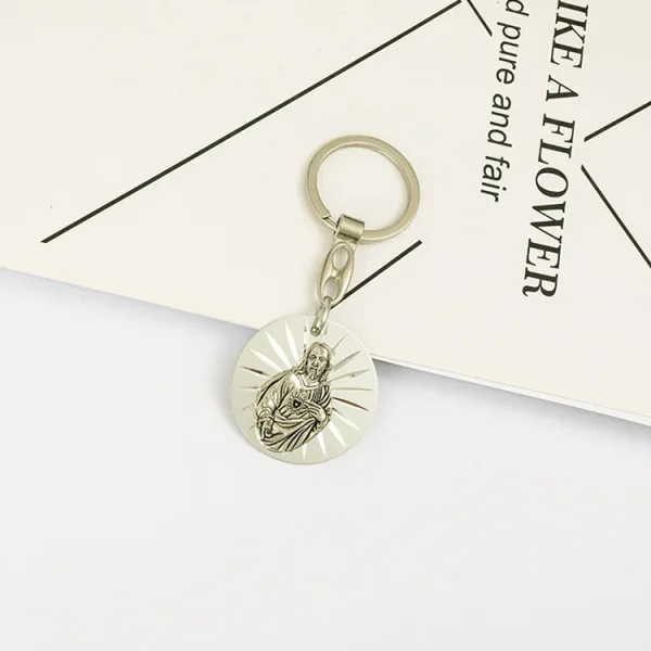 Catholic Virgin Mary Jesus Creative Jewelry Pendant Bag Keychain Zinc Alloy 3.7cm*3.7cm 4g Car Keychains