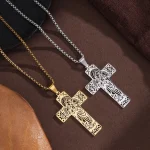 Cross-border European American Retro Trendy Stainless Steel Cross Pendant Necklace Christian Men's Women's Hip-hop Personalized - Image 4