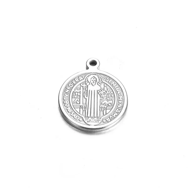 Catholic Stainless Steel Three-dimensional Pendant St. Benedict Exorcism Prayer Holy Relic DIY Jewelry Accessories