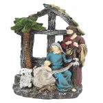 Mecrt Resin Handicraft Angel Statue Grottoes Manger Saintess Nativity Group Display Christian Home Religious Decoration - Image 2