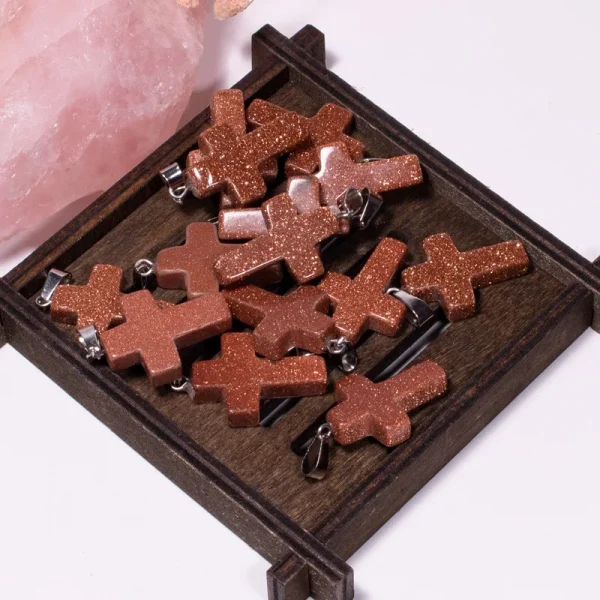 Catholic Exclusive Red Agate Pink Quartz Obsidian Crystal Pendant Necklace Natural Stone Craft Factory Wholesale Jewelry
