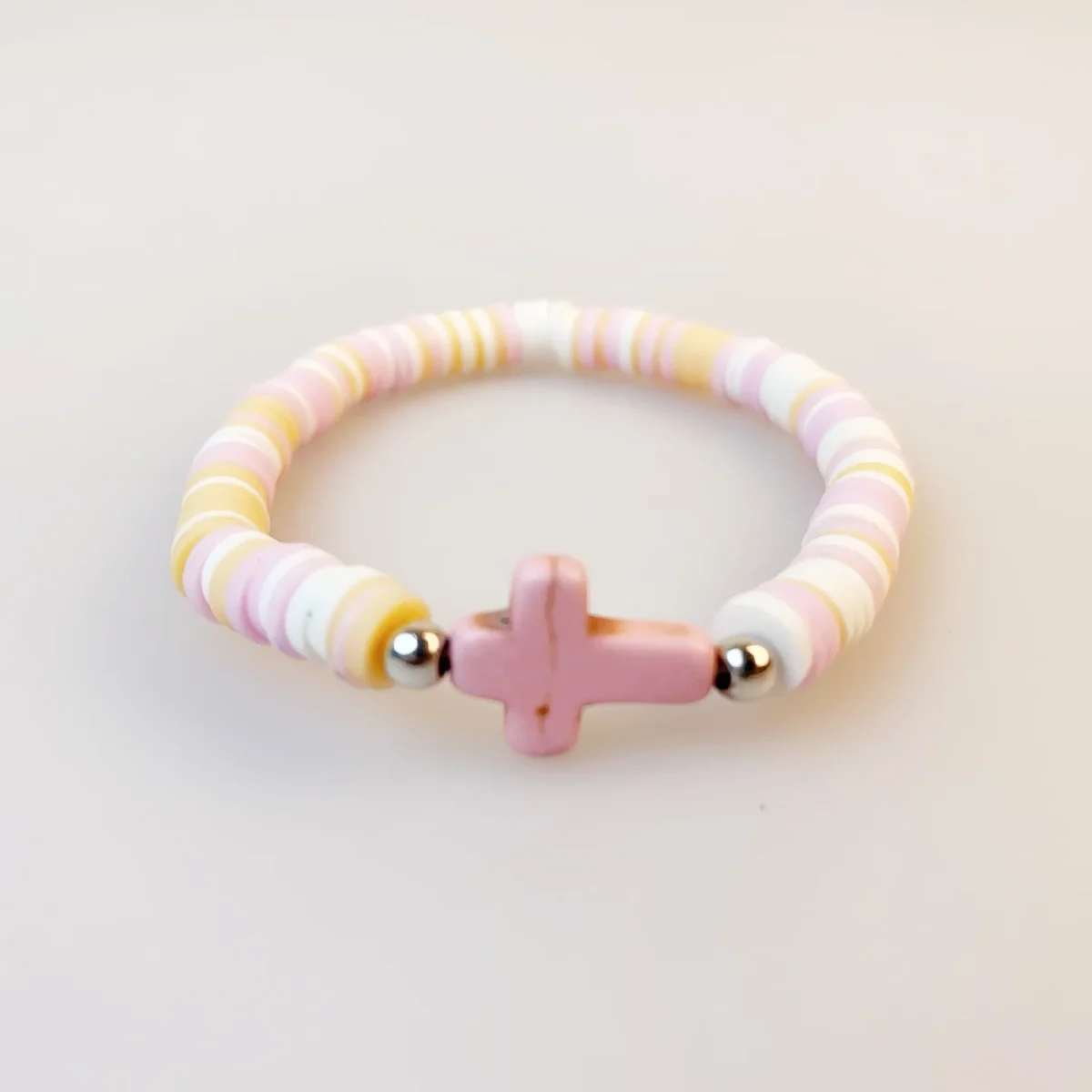 Natural Stone Cross Bohemian Colorful Women Soft Clay Beaded Elastic Multi-Layer Bracelet - Image 5