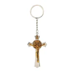 Catholic Cross Keychain Metal Saint Benedict Cross Keychain Catholic Crucifix Medal Keyring Jerusalem Charm