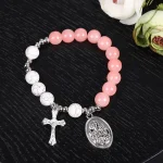 Christian Bracelets Catholicism Religion Jewelry Pendant Cross Virgin Mary Magnesite Ore and Powder Crystal - Image 4