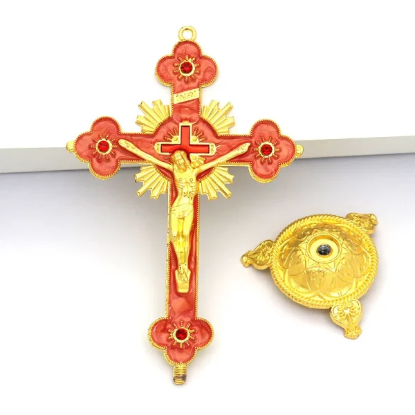 Catholic Christian Cross Ornament Metal Crafts Religious Projects Jesus Statue and Bracket Church Decoration Wholesales