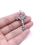 2.4*4.5cm Jesus Religious Necklace Keychain Accessories Silver Black Cross - Image 3
