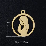 Mecrt Children's Virgin Mary Hollow Stainless Steel Charm Catholicism Pendant Religious Decoration - Image 5