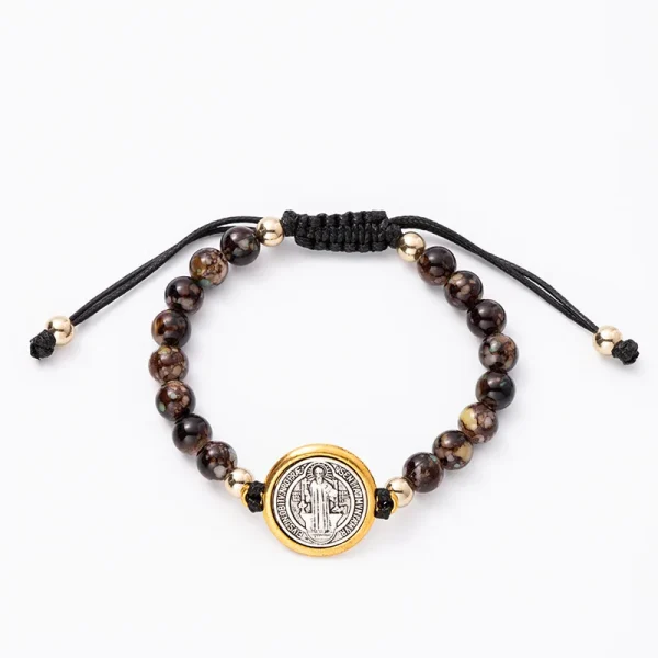 Saint Benedict Rosary Prayer Bracelet Adjustable String Saint Benedict Rosary Bracelet Turquoise Beaded Bracelet