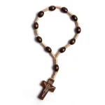 Wholesale Prayer Beads Bracelet Wooden Beads Bracelet Brown Color Cross Knotted Braid Decade Rosary - Image 5