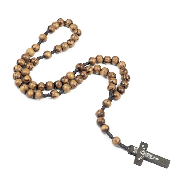 Mecrt Cheap Catholic Rosary 10mm Pine Wooden Beads Jewelry Christmas Gift Easter Church Prayer Beads Wholesale