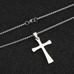 Mecrt Luxury Simple Cross Pendant Necklace Stainless Steel Beads Chain for Men and Women Hip-Hop Punk Style Jewelry Gift - Image 3