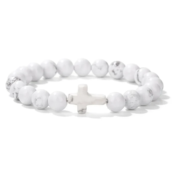 Winter Retro Cross Beads Bracelet Gem Versatile Multi-Color Pearl Beads Religious Style Trendy Gift for Bracelet