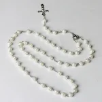 Mecrt Christian Jewelry 8mm Rose Beads Religious Catholic Rosary Enamel Crucifix Pendant Fashion Beaded Necklace - Image 6