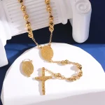 Wholesale Stainless Steel Rosary Retro Niche Personality Premium Oval Necklace Tassel Cross Pendant Catholic Prayer Beads - Image 6
