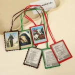 Mecrt Handcrafted Children's Catholic Scapular Jewelry Religious Amulet Polyester Material Our Lady Mount Carmel Gift
